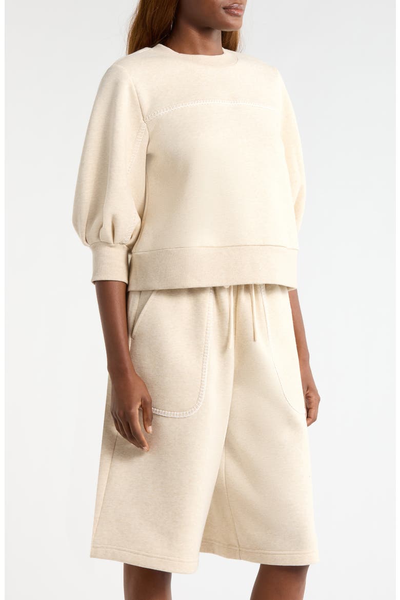 Classic Puff Sleeve Top, Alternate, color, SAND HEATHER