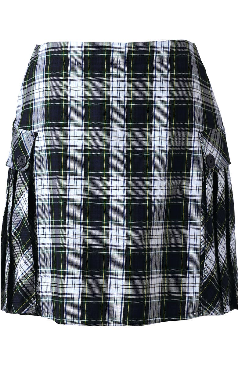 Lands' End School Uniform Young  Side Pleat Plaid Skort Above the Knee, Alternate, color, White Plaid