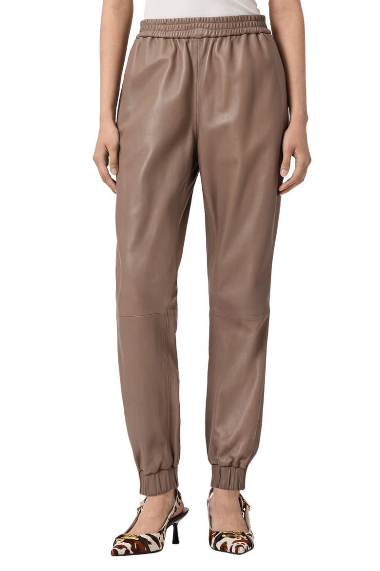 Jen Leather Joggers, Main, color, MOCHA BROWN