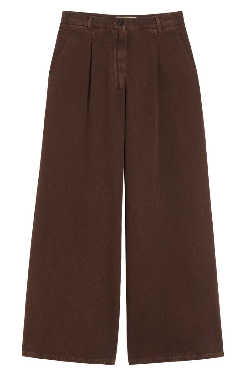Weekend Max Mara Nanda Pleated High Waist Wide Leg Jeans, Alternate, color, Chocolate