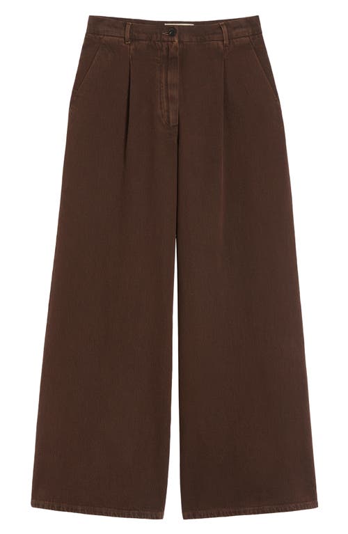 Weekend Max Mara Nanda Pleated High Waist Wide Leg Jeans In Brown