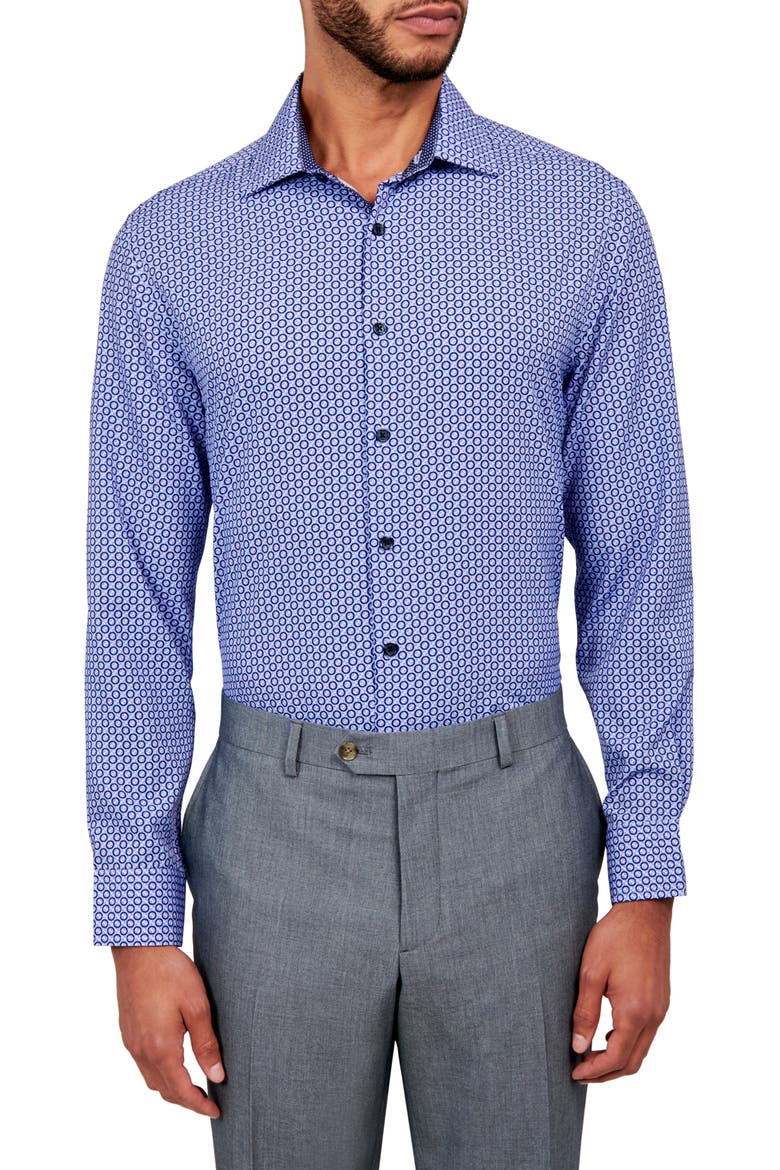 Overlapping Circles Stretch Performance Dress Shirt, Main, color, LILAC
