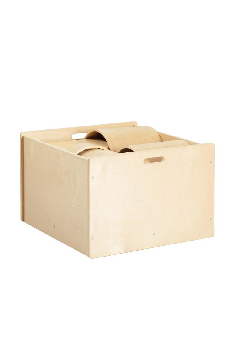 4-Sided Block Storage Box on Wheels, Alternate, color, Brown