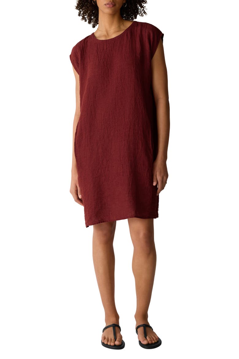 Linen Shift Dress, Main, color, SUN DRIED TOMATO