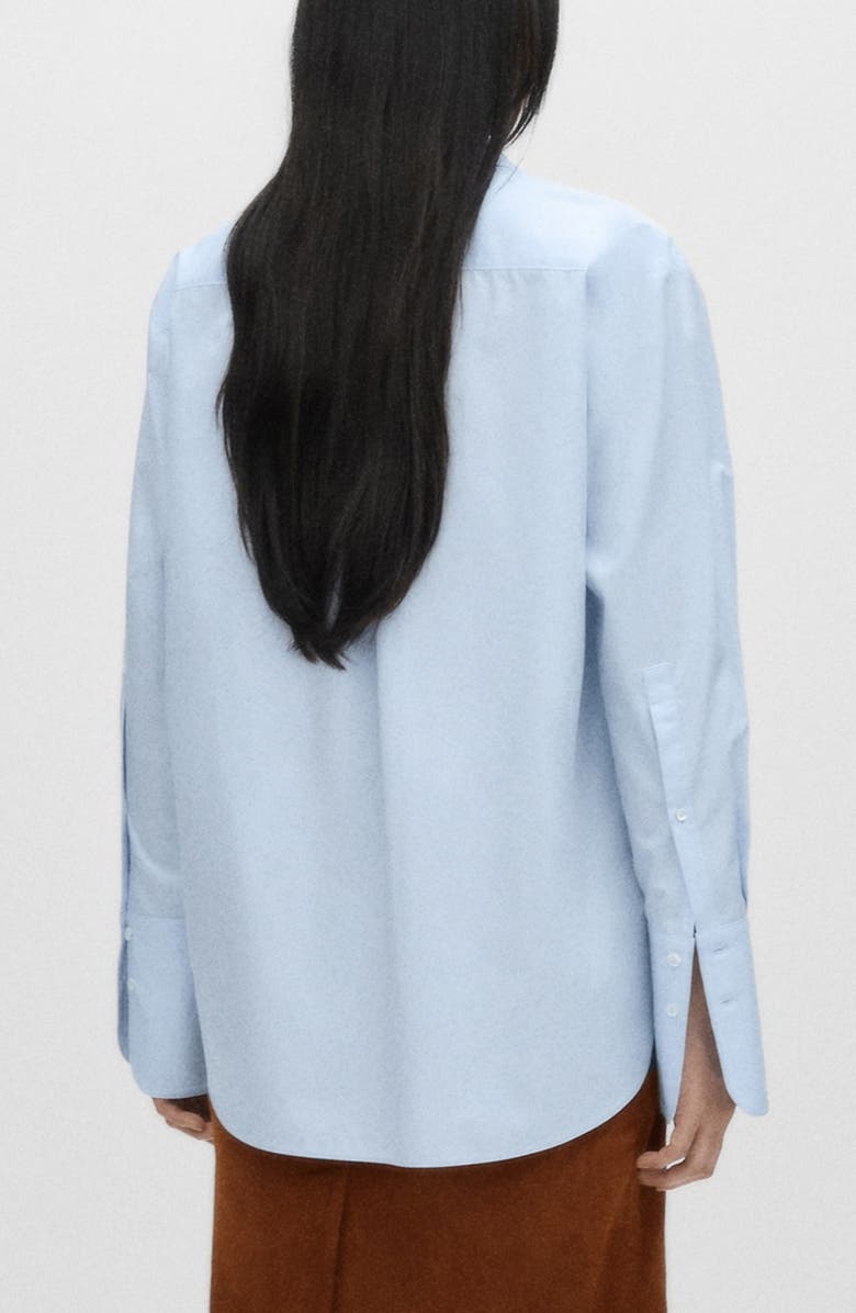 MANGO Oversize Cotton Blend Poplin Button-Up Shirt, Alternate, color, 