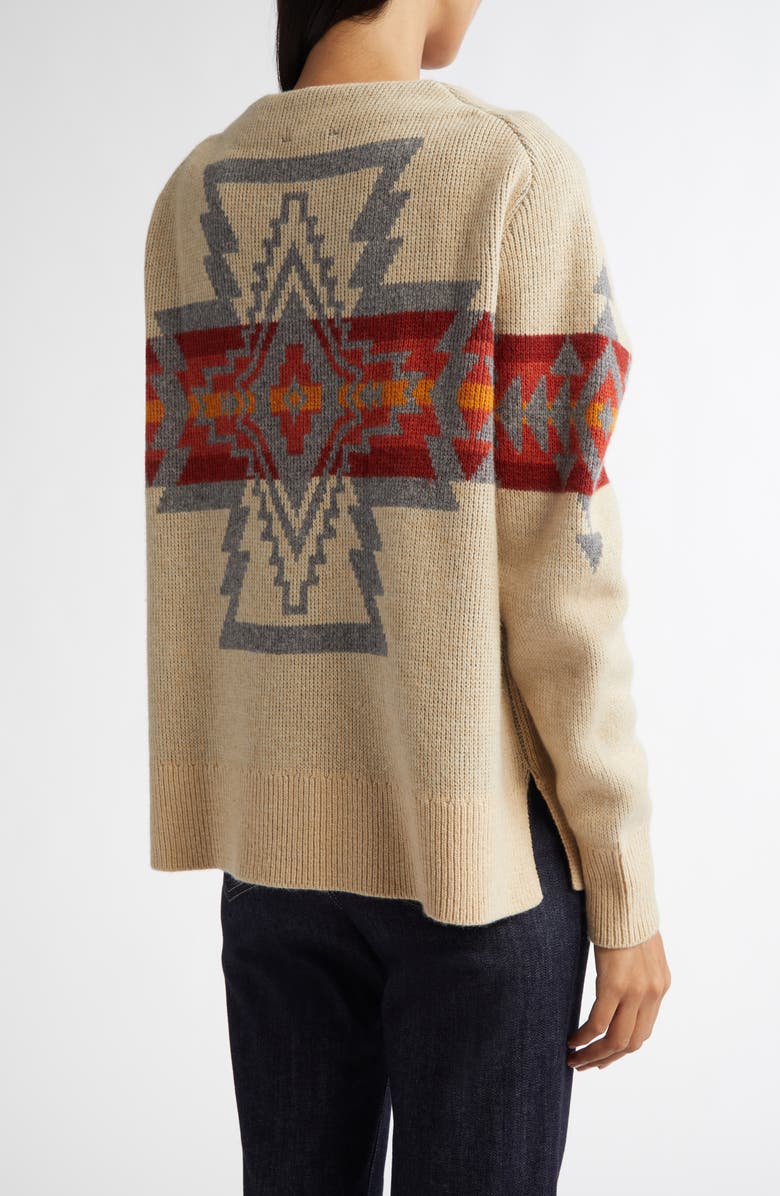 Pendleton Chest Stripe Oversize Lambswool Blend Cardigan, Alternate, color,