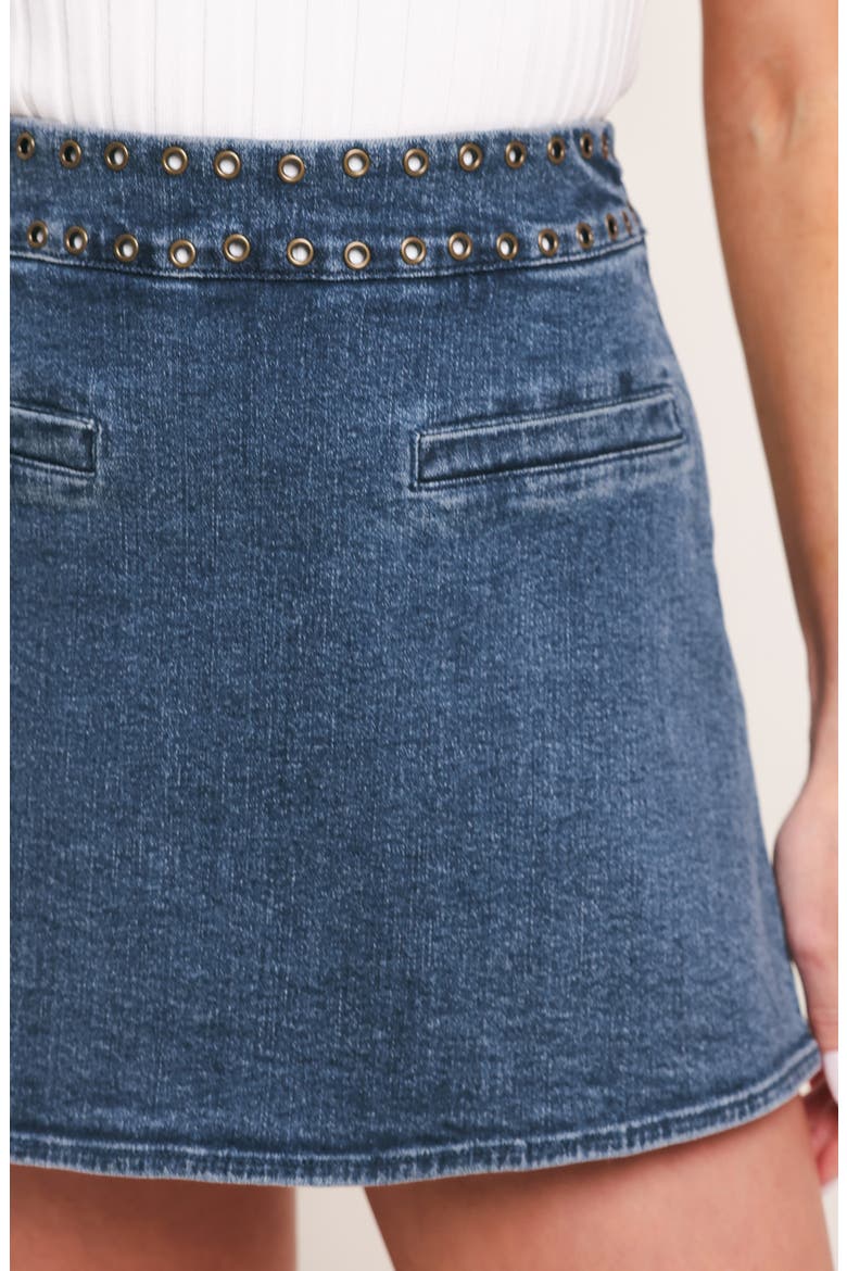 Grommet Detail Denim Skort, Alternate, color, MEDIUM INDIGO