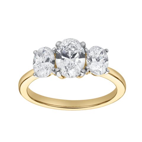 Delila 14K Gold Oval Cut Lab Grown Diamond Trinity Ring - 2 ct