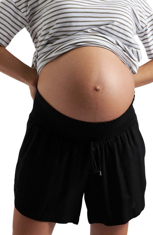 Ripe Maternity Byron Smocked Waist Maternity Shorts In Black