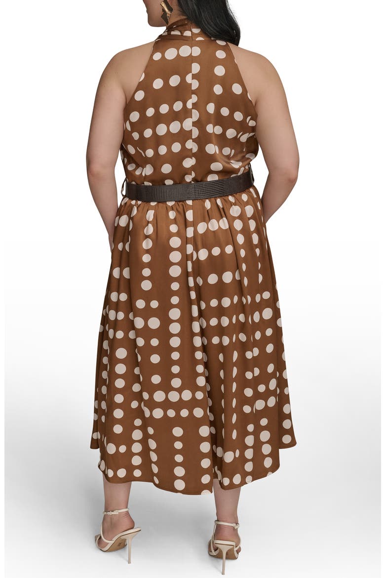 Dot Print Halter Midi Dress, Alternate, color, RUSSET CANVAS