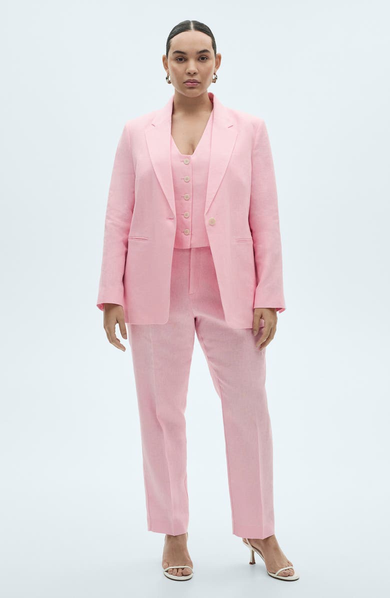 MANGO Boreli Linen Vest, Alternate, color, Light/ Pastel Pink