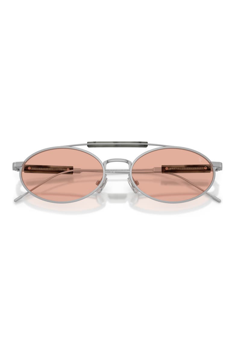 55mm Round Sunglasses, Alternate, color, SILVER / CHESTNUT