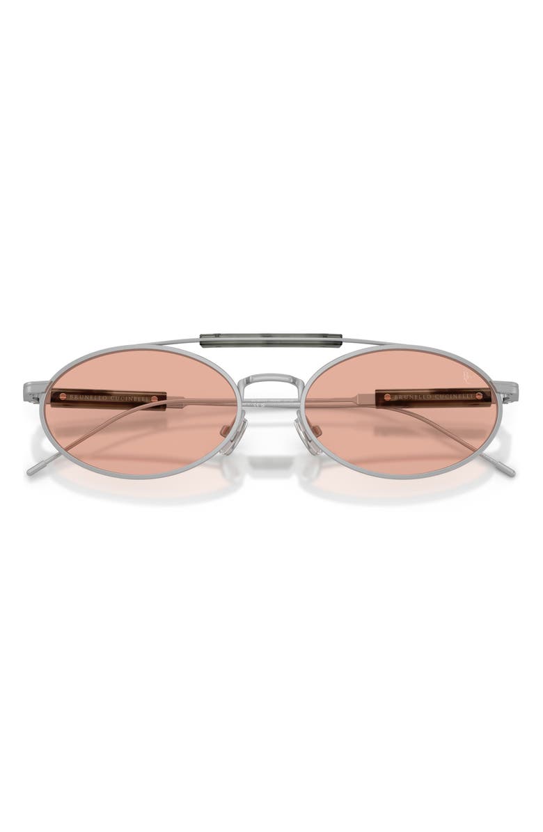 Brunello Cucinelli 55mm Round Sunglasses, Alternate, color, Silver / Chestnut
