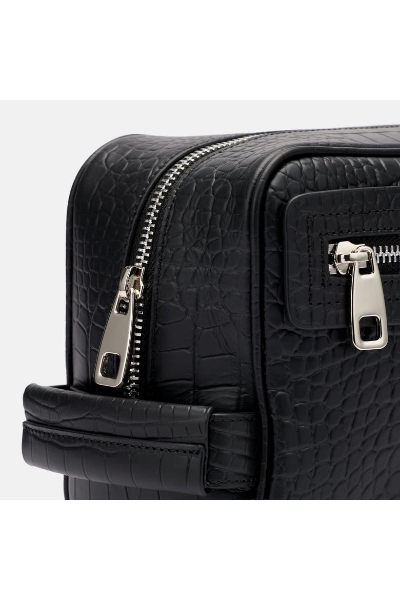 Croc-Embossed Calfskin Leather Dopp Kit, Alternate, color, Black Crocskin