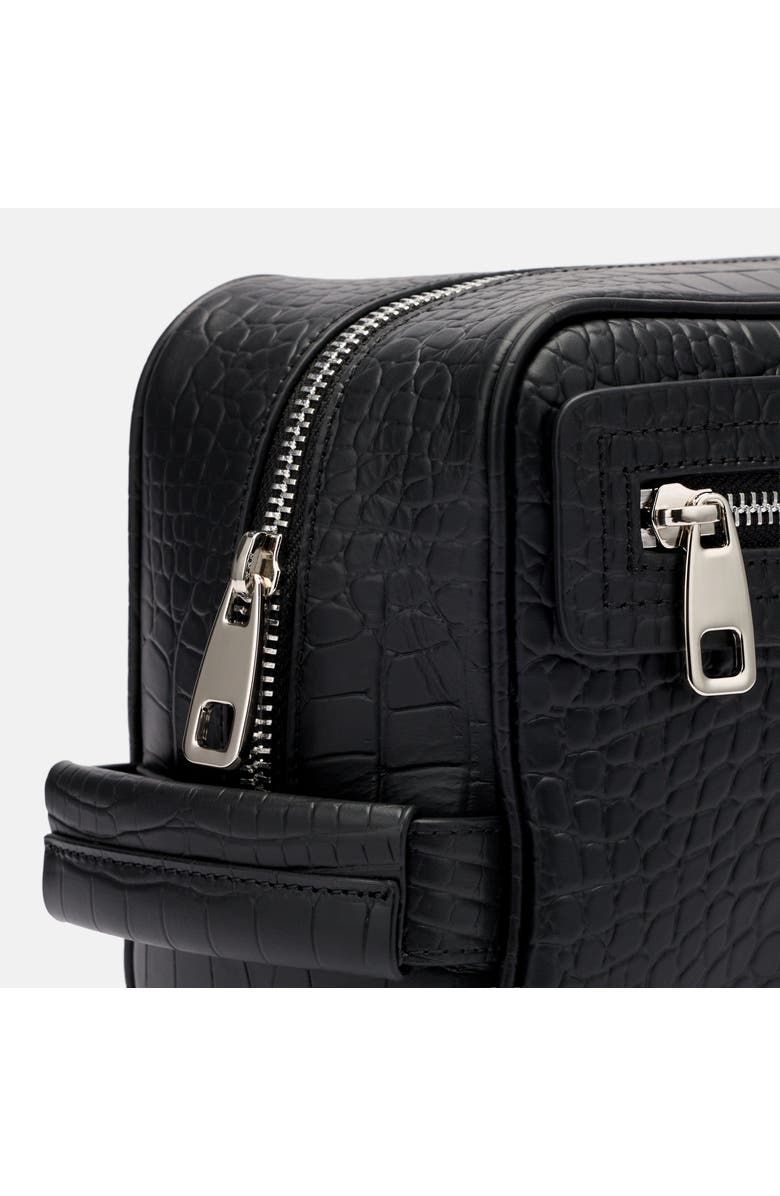 MARC NOLAN Croc-Embossed Calfskin Leather Dopp Kit, Alternate, color, Black Crocskin