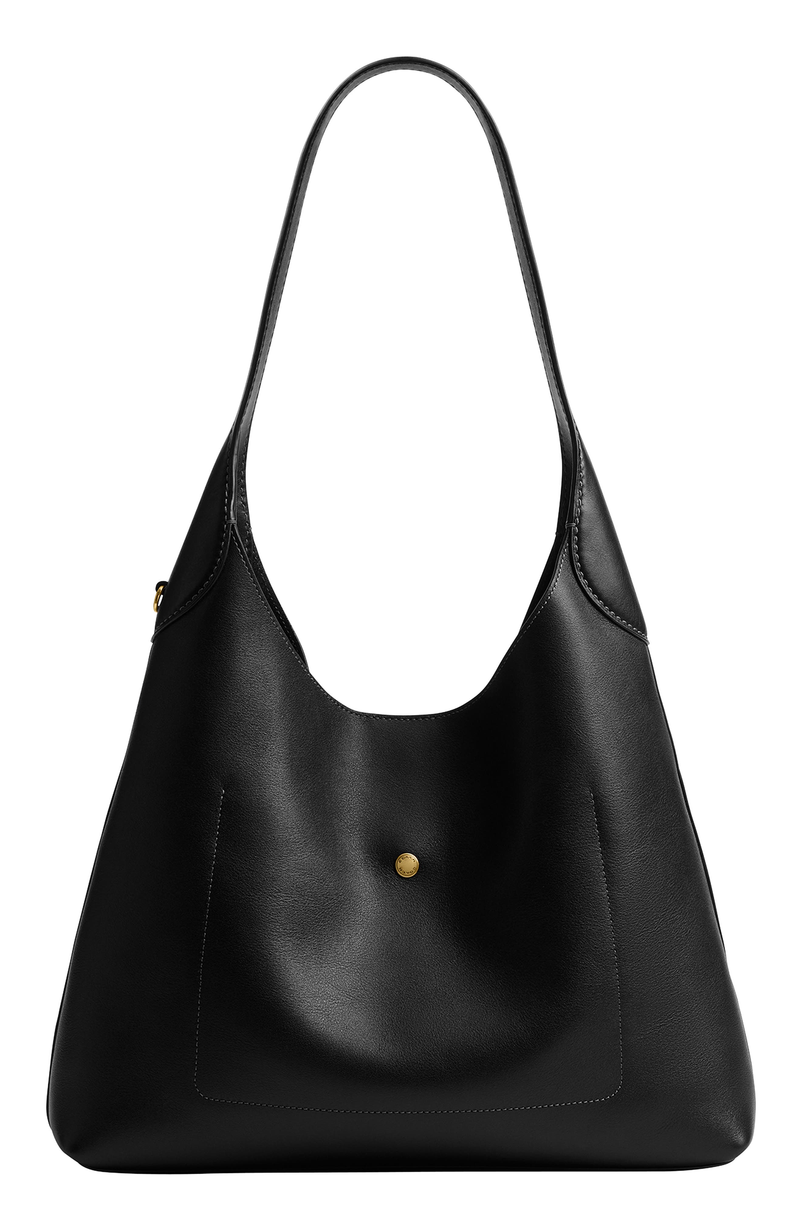 COACH Brooklyn 34 Leather Shoulder Bag, Alternate, color, Black