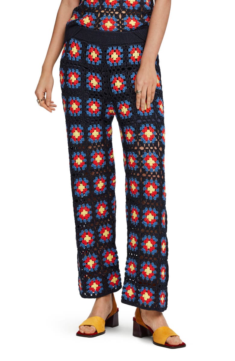 Scotch & Soda Wide Leg Crochet Pants, Main, color, 