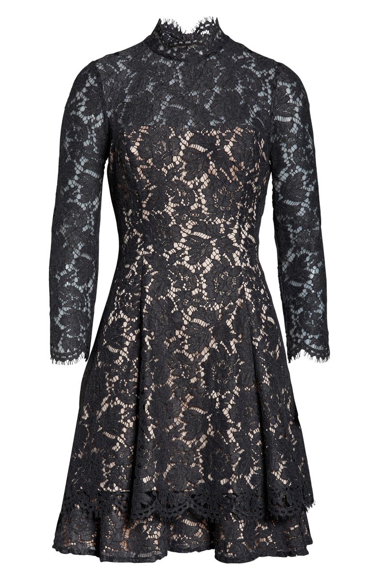 Eliza J Long Sleeve Lace Fit & Flare Dress, Alternate, color, 