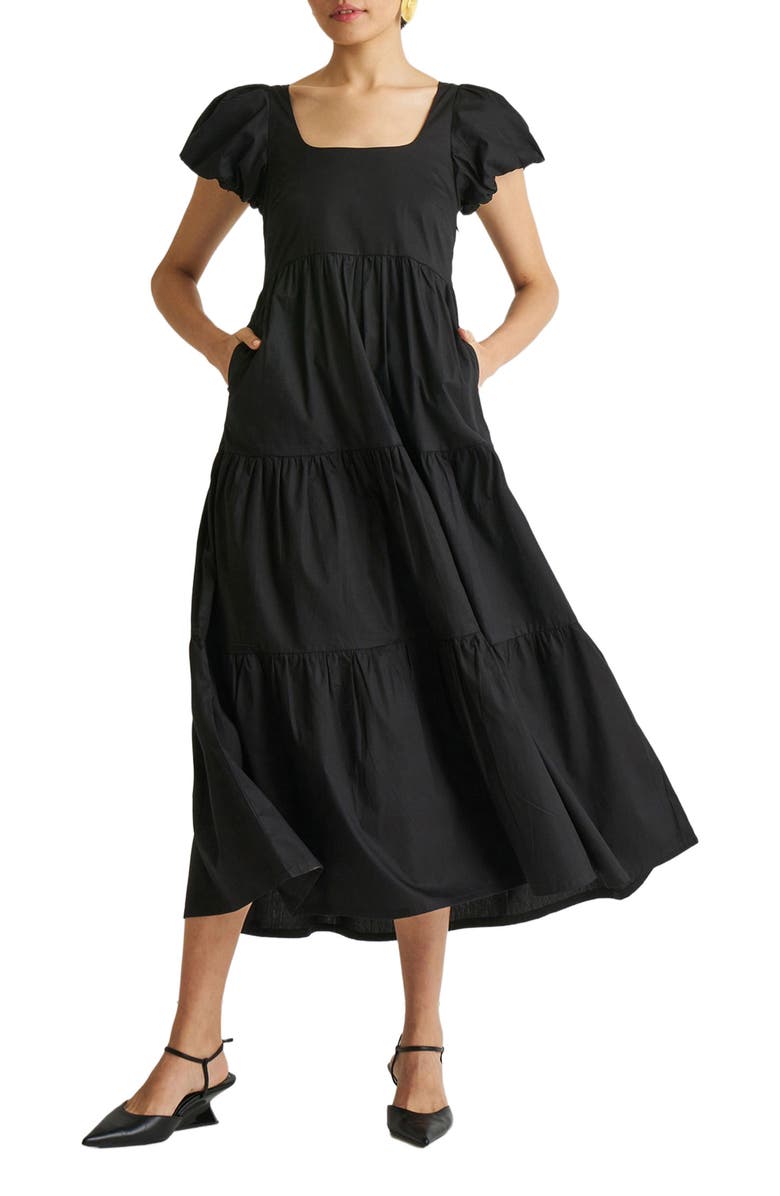 Reistor Puff Sleeve Tiered Maxi Dress, Alternate, color, Solid