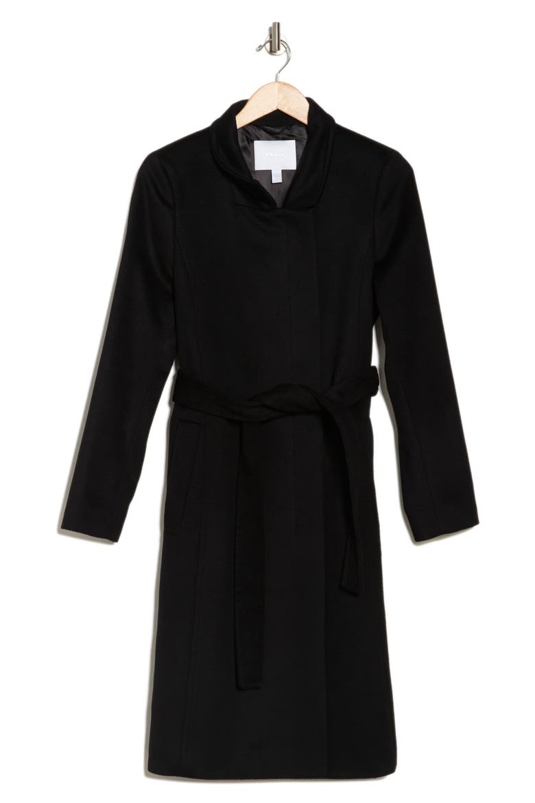 HUGO BOSS Cetiva Belted Wool Coat, Alternate, color, BLK