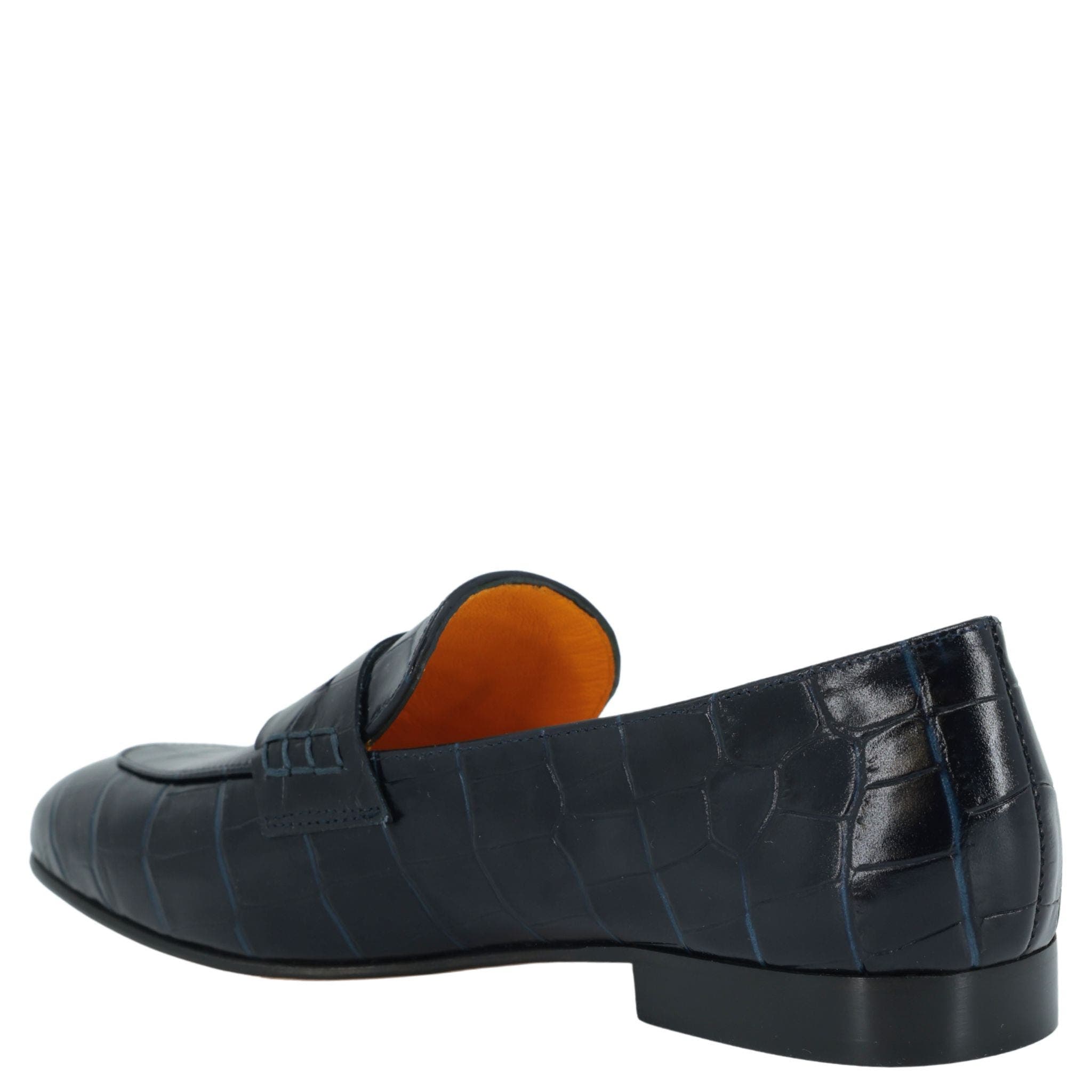 Flat Croc Embossed Loafer, Alternate, color, Navy