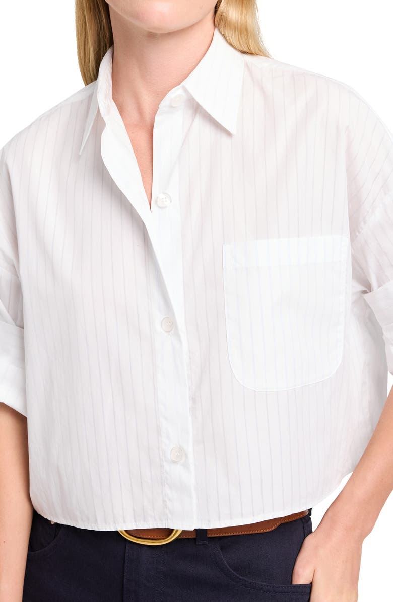 TWP Next Ex Rolled Cuff Shirt, Alternate, color, White / Light Blue