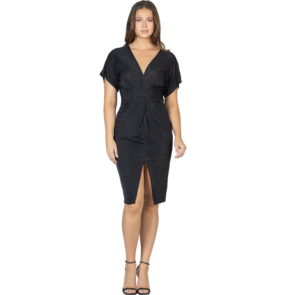 24seven Comfort Apparel Women's Short Sleeve V-neck Twist Front Dress In Gray