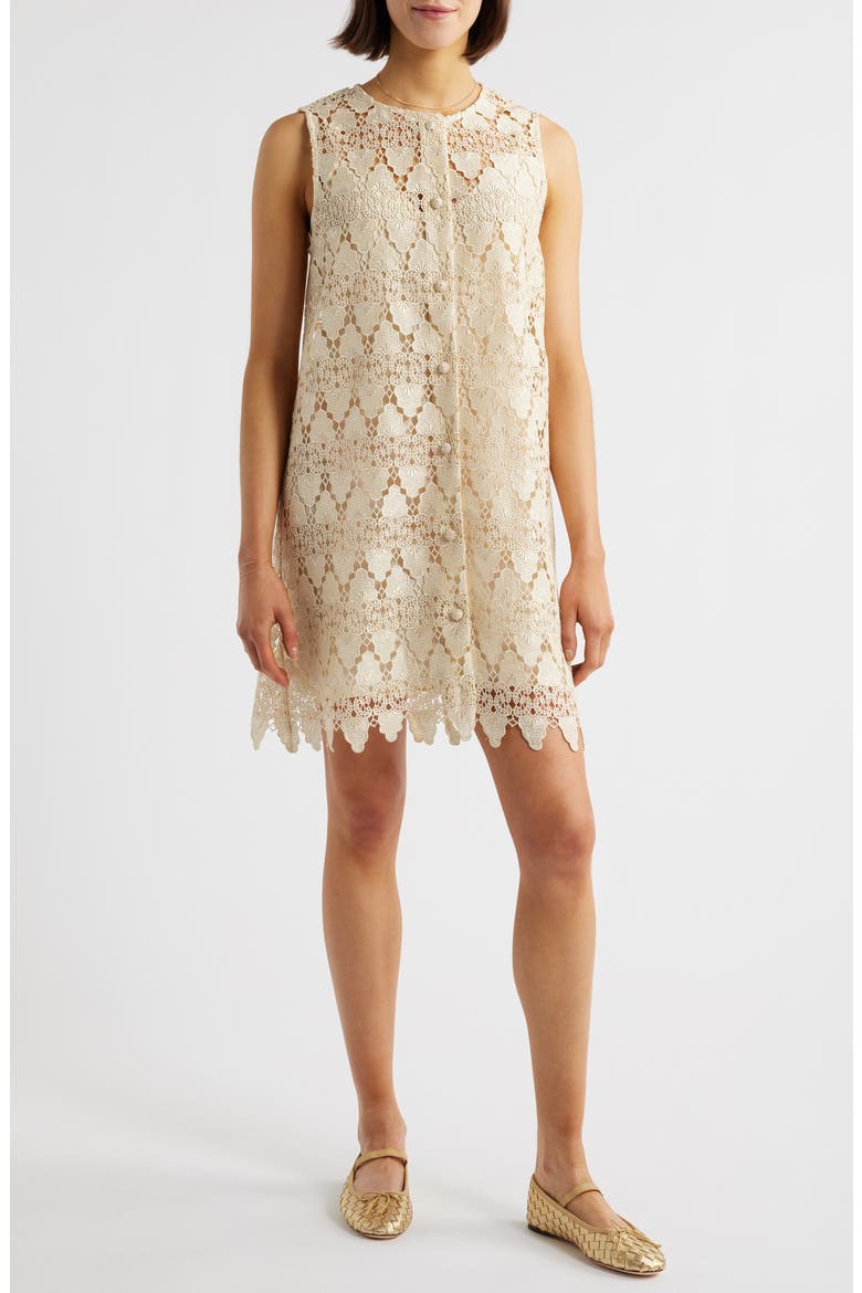 The Deco Lace Dress, Main, color, ECRU
