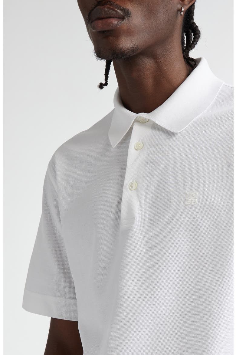 Classic Fit 4G Logo Embroidered Cotton Piqué Polo, Alternate, color, WHITE