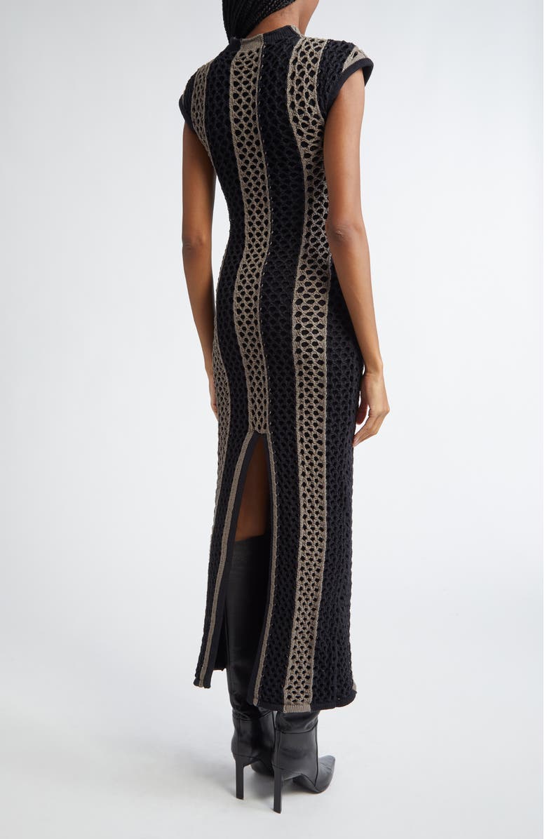 Diotima Neale Stripe Open Knit Cotton Blend Sweater Dress, Alternate, color, Slate