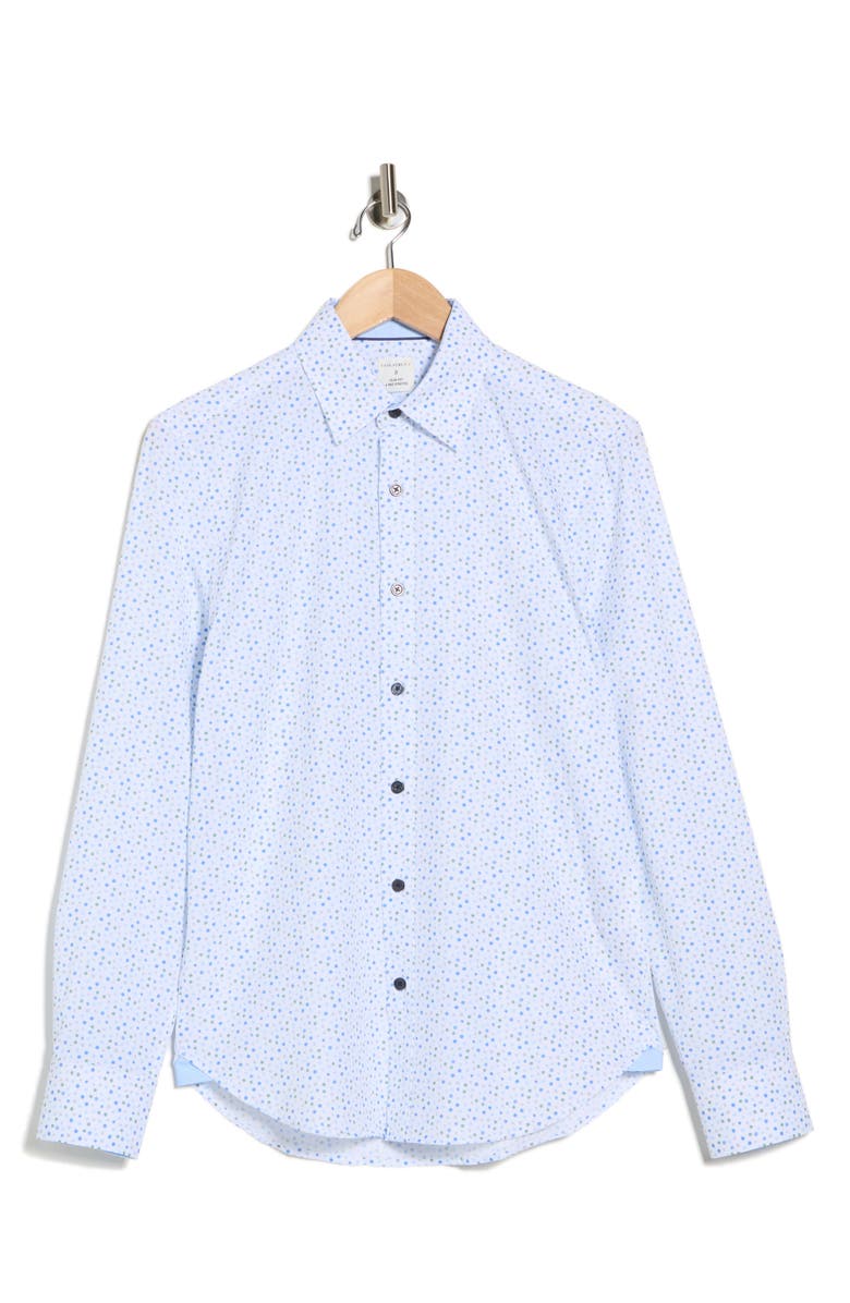 CONSTRUCT Slim Fit Dot Print 4-Way Stretch Button-Up Shirt, Alternate, color, White/ Blue