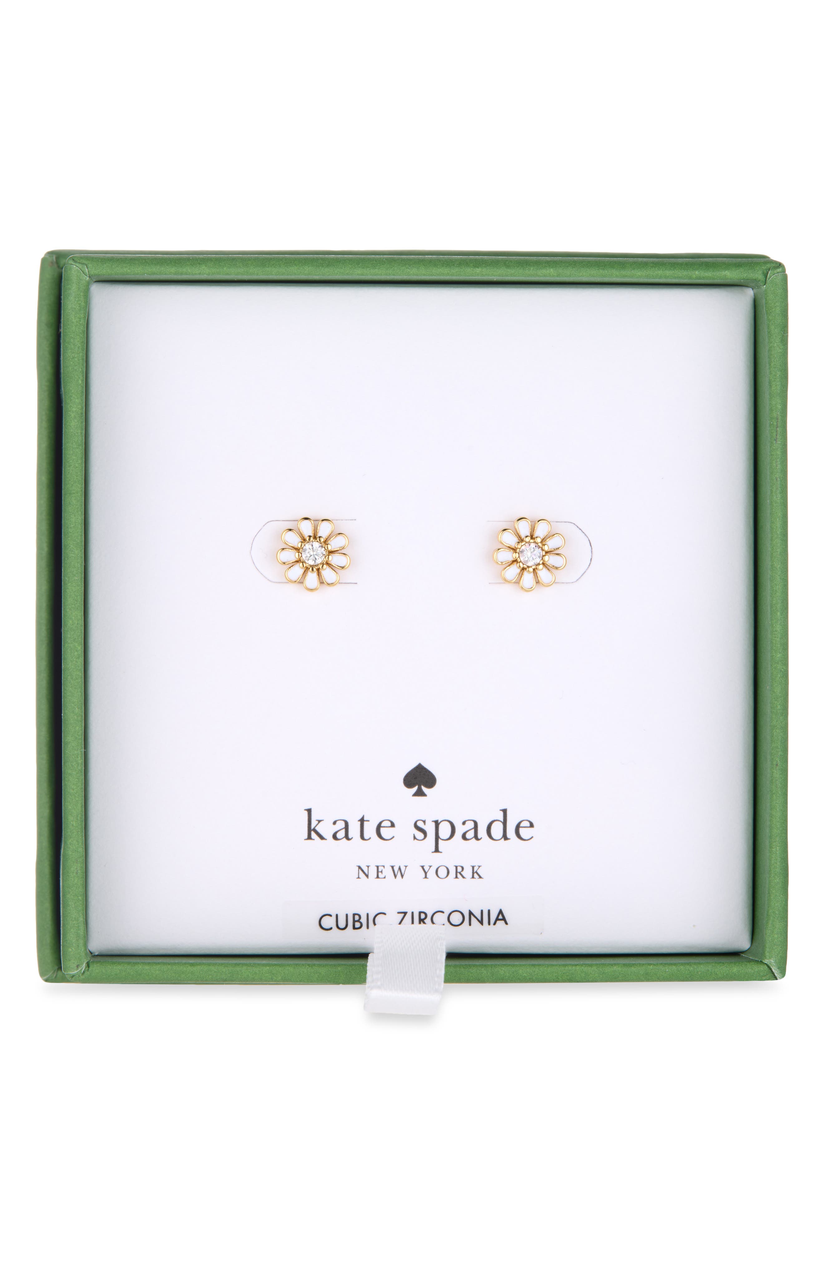cubic zirconia enamel daisy stud earrings
