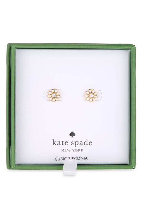 cubic zirconia enamel daisy stud earrings