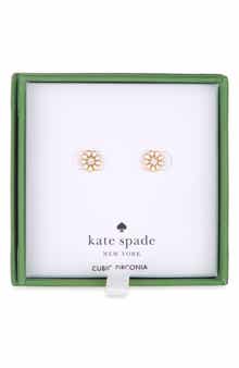 cubic zirconia enamel daisy stud earrings
