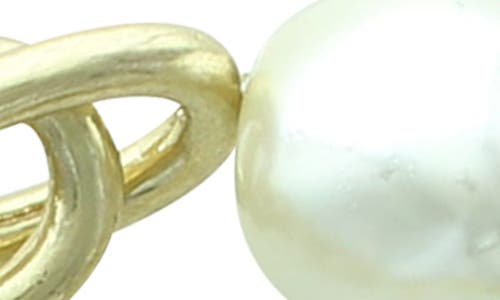 Olivia Welles Bridget Faux Pearl Stretch Bracelet In Gold