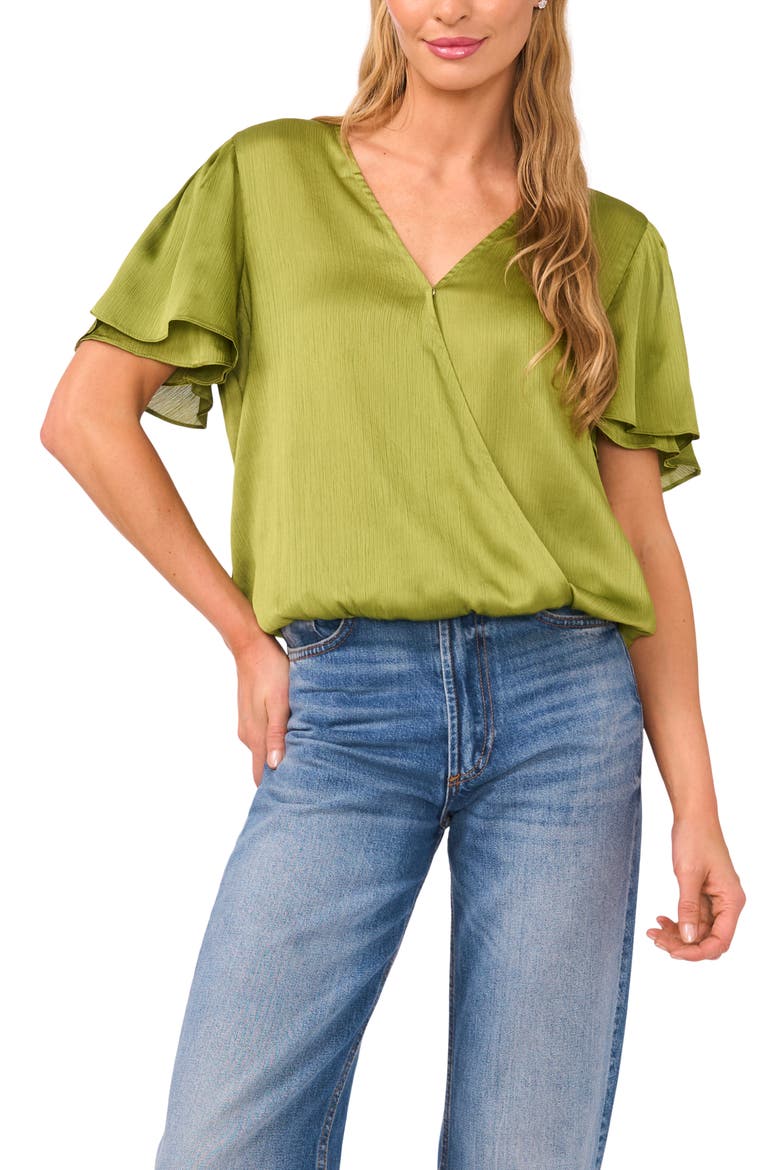 Tulip Sleeve Wrap Top, Main, color, BALTIC SEA