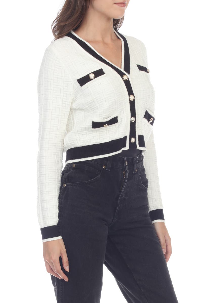 RAIN AND ROSE Textured Tipped Cardigan Sweater, Alternate, color, 