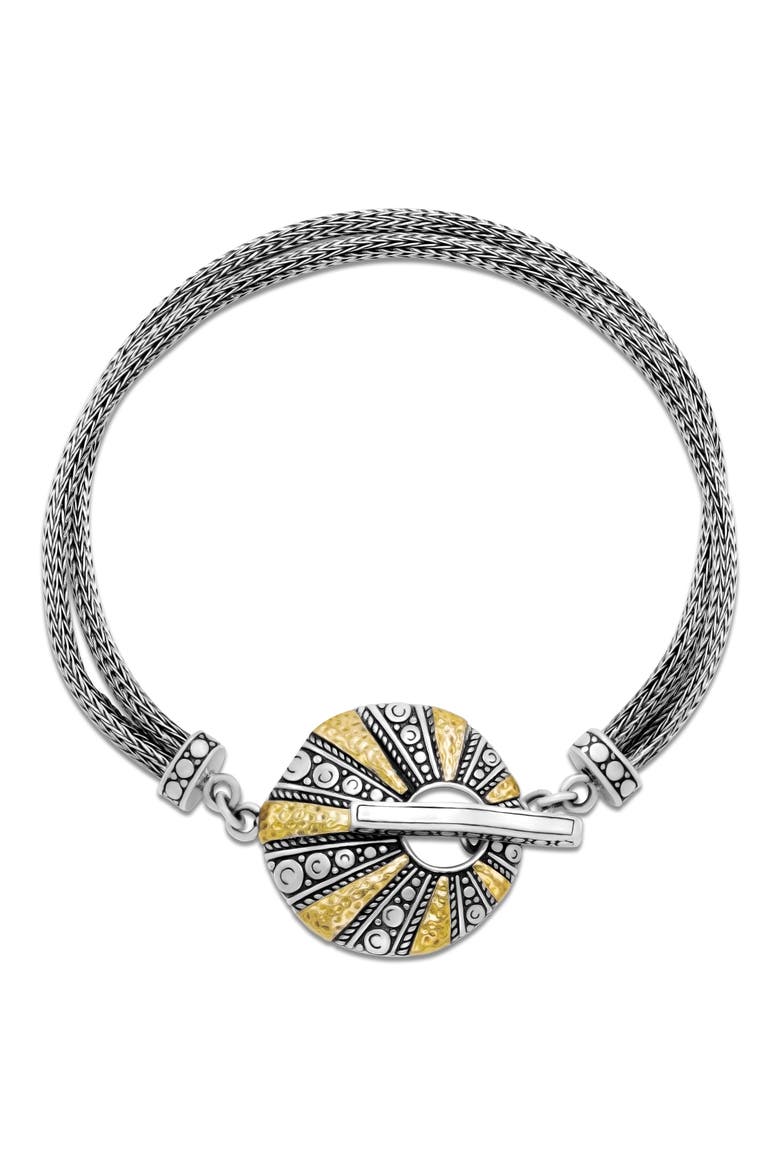 Two-Tone Hammered Toggle Bracelet, Main, color, SILVER AND GOLD