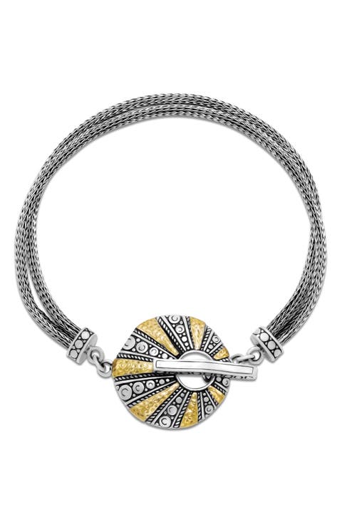 Two-Tone Hammered Toggle Bracelet