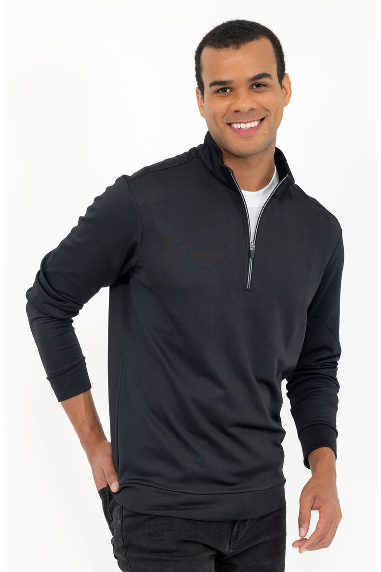 Casual Quarter Zip Pullover Sweater, Alternate, color, BLACK