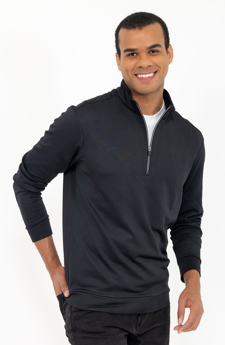 PINO BY PINOPORTE Casual Quarter Zip Pullover Sweater, Alternate, color, Black