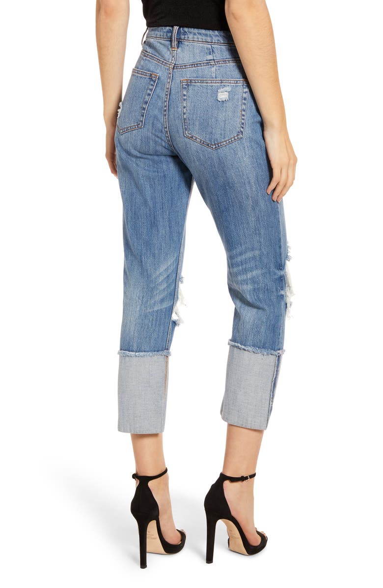 AFRM Dylan Ripped High Waist Crop Jeans, Alternate, color, 