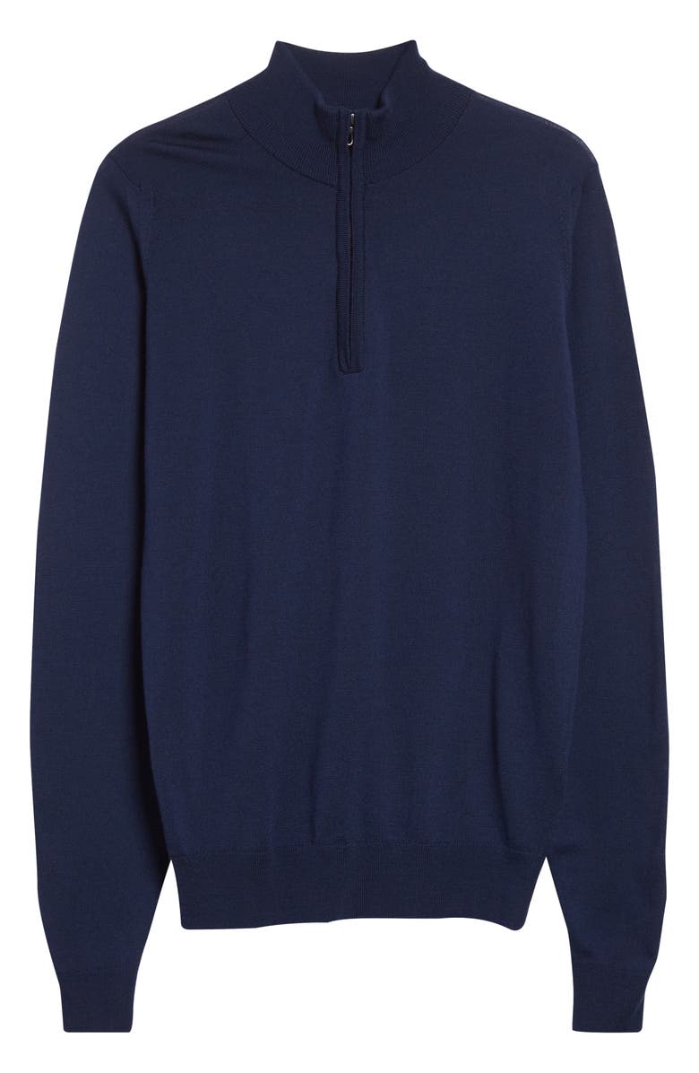 John Smedley Men's Tapton Half Zip Merino Wool Sweater, Alternate, color, Hemingway Blue