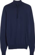 John Smedley Men's Tapton Half Zip Merino Wool Sweater