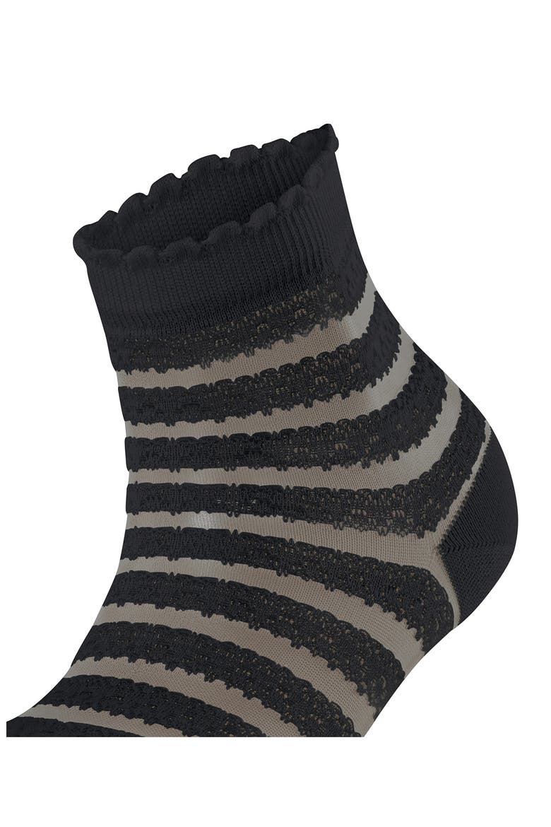 Stripe Border Lace Ankle Socks, Alternate, color, BLACK