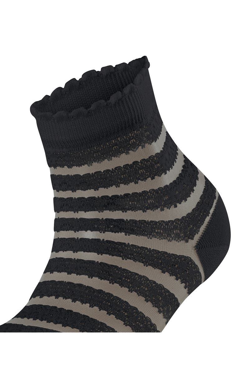 Falke Stripe Border Lace Ankle Socks, Alternate, color, Black