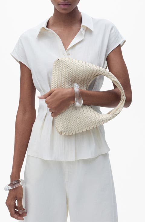 Pleat Front Sleeveless Button-Up Shirt