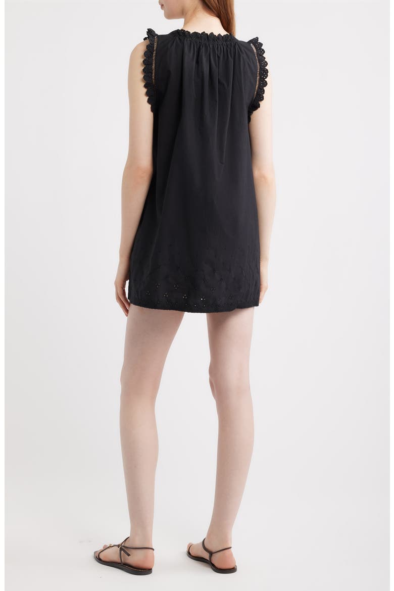 Nessie Eyelet Organic Cotton Shift Minidress, Alternate, color, BLACK