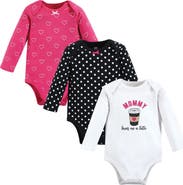 Hudson Baby Infant Breathable Cotton Long-Sleeve Bodysuit Bundle 3 Count