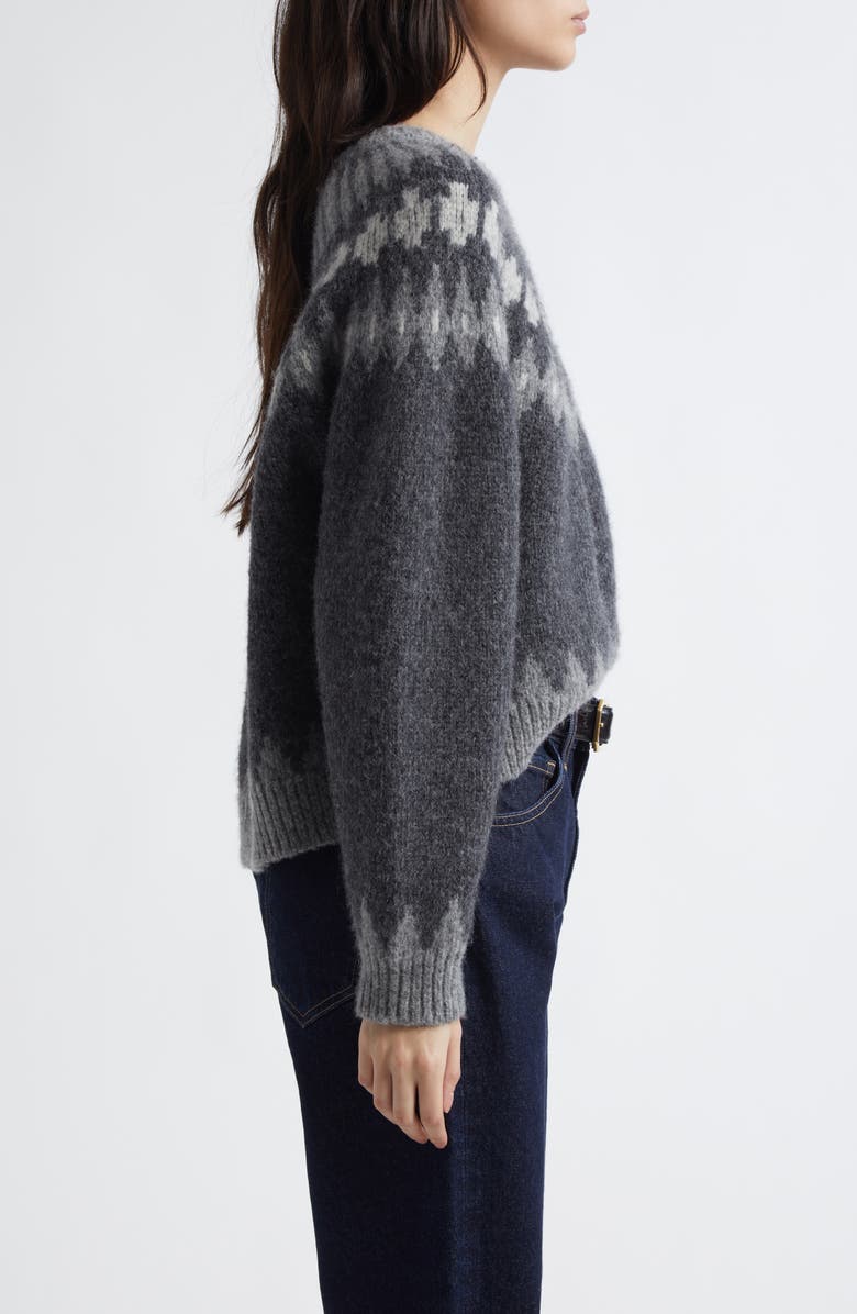 Nili Lotan Alena Sweater, Alternate, color, Dark Grey Melange Fair Isle